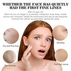 Educational image showing a woman with skin concerns like fine lines, wrinkles, dryness, and loose texture.