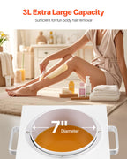 White 3000ml professional wax warmer featuring a 7-inch diameter metal pot filled with melted golden wax.