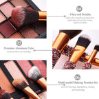 Luxury diamond-inlaid makeup brush set with ultra-soft bristles and gold aluminum handles for professional application.