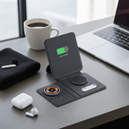 3 IN 1 Magnetic Folding Wireless Charger Station For IPhone Transparent Fast Charging For IWatch And Airpods