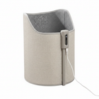 Clean white background product shot of gray fabric under-desk foot warmer