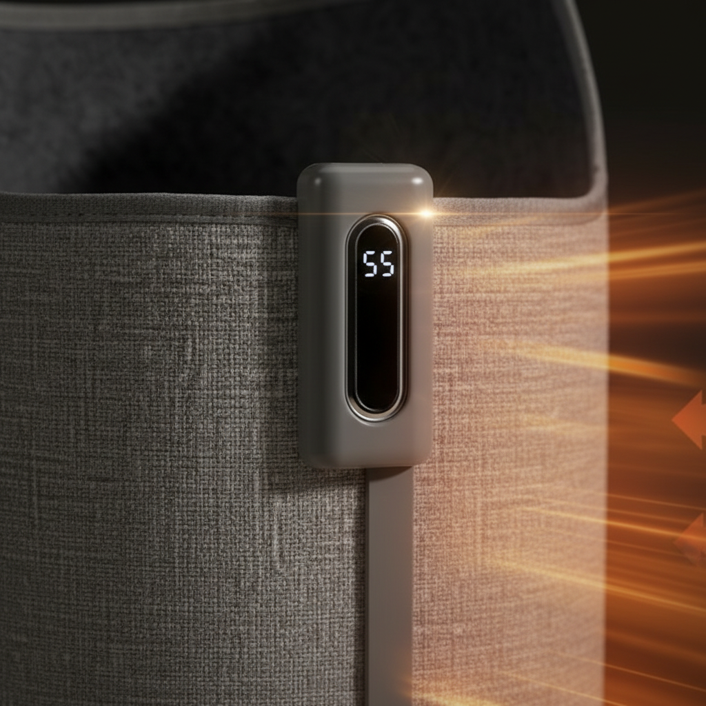 Close-up of digital control panel on foot warmer