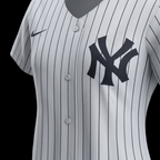 Close-up of Nike Dri-FIT ADV fabric and Yankees logo - no sleeve number
