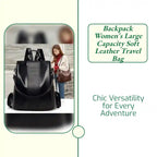 Backpack Women's Large Capacity Soft Leather Travel Bag by@Outfy
