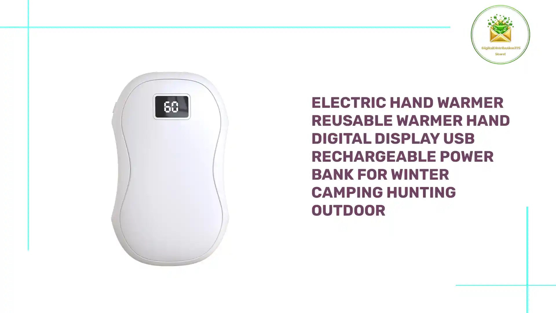 Electric Hand Warmer Reusable Warmer Hand Digital Display USB Rechargeable Power Bank For Winter Camping Hunting Outdoor by@Outfy