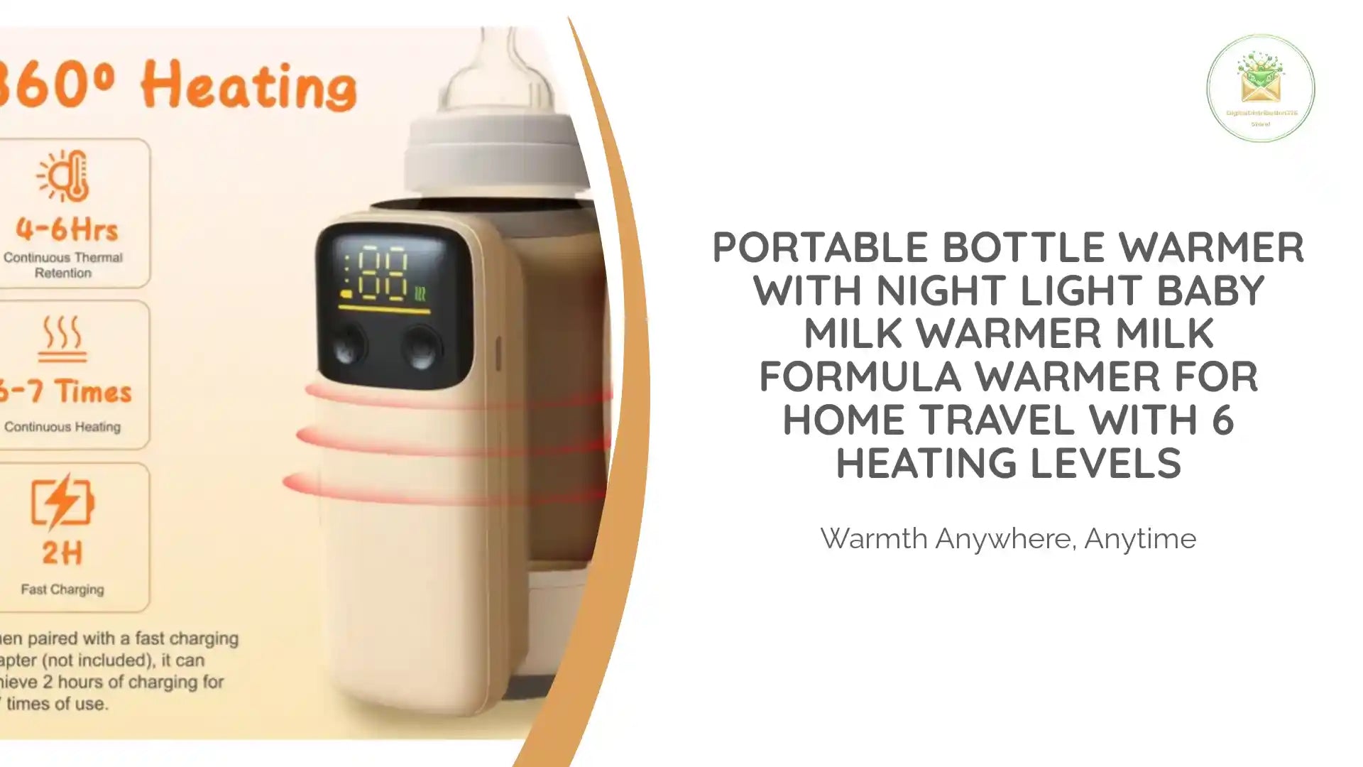 Portable Bottle Warmer With Night Light Baby Milk Warmer Milk Formula Warmer For Home Travel With 6 Heating Levels by@Outfy