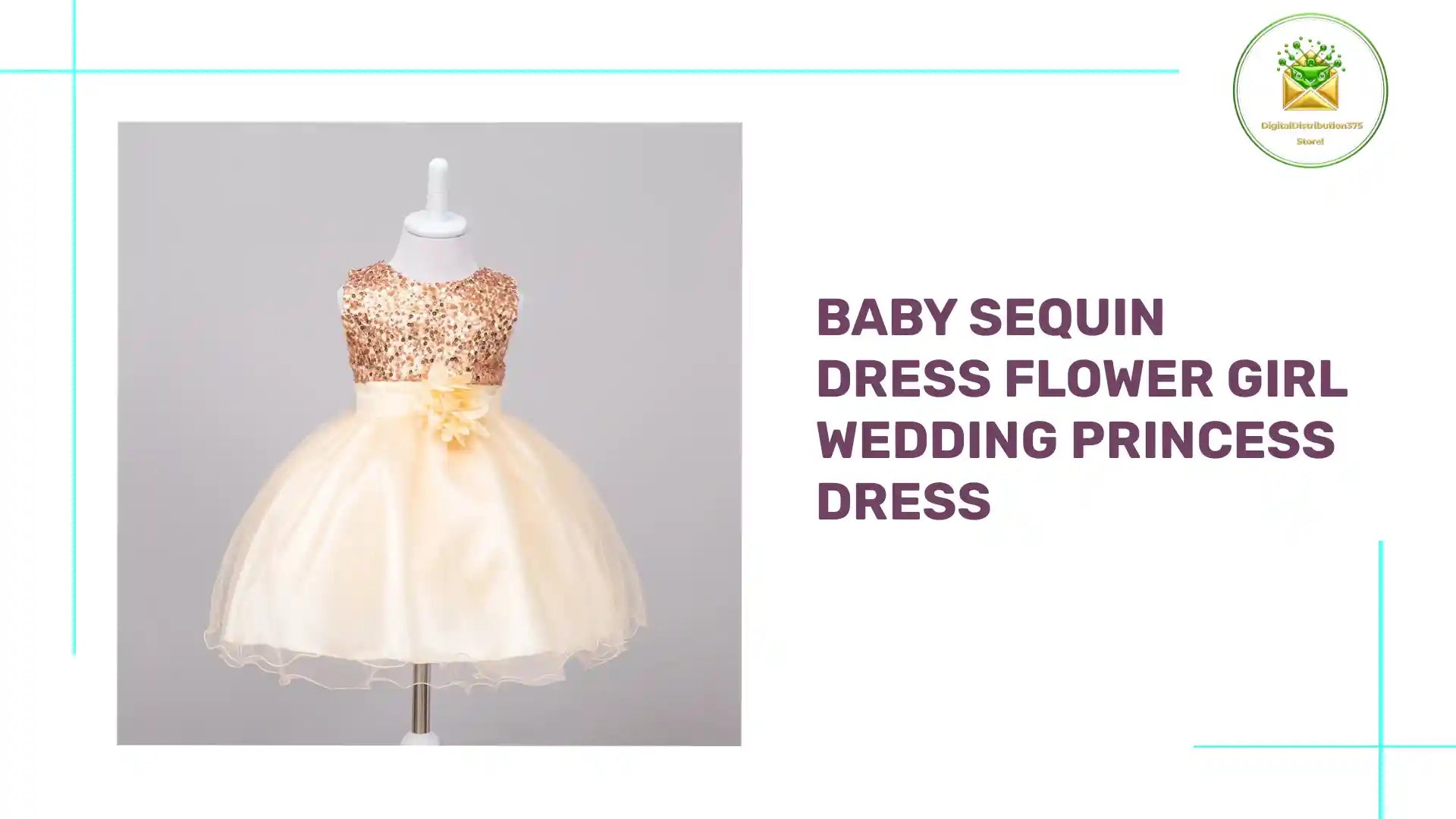 Baby Sequin Dress Flower Girl Wedding Princess Dress by@Outfy