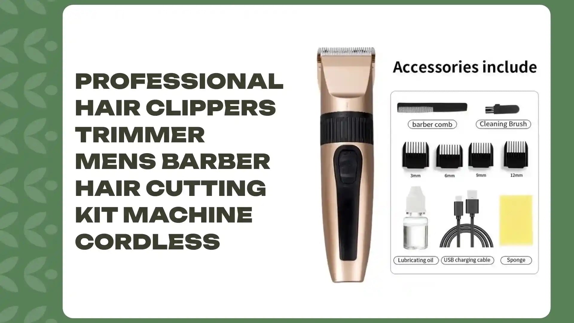 Professional Hair Clippers Trimmer Mens Barber Hair Cutting Kit Machine Cordless by@Outfy