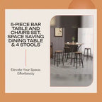 5-Piece Bar Table and Chairs Set, Space Saving Dining Table &amp; 4 Stools by@Outfy
