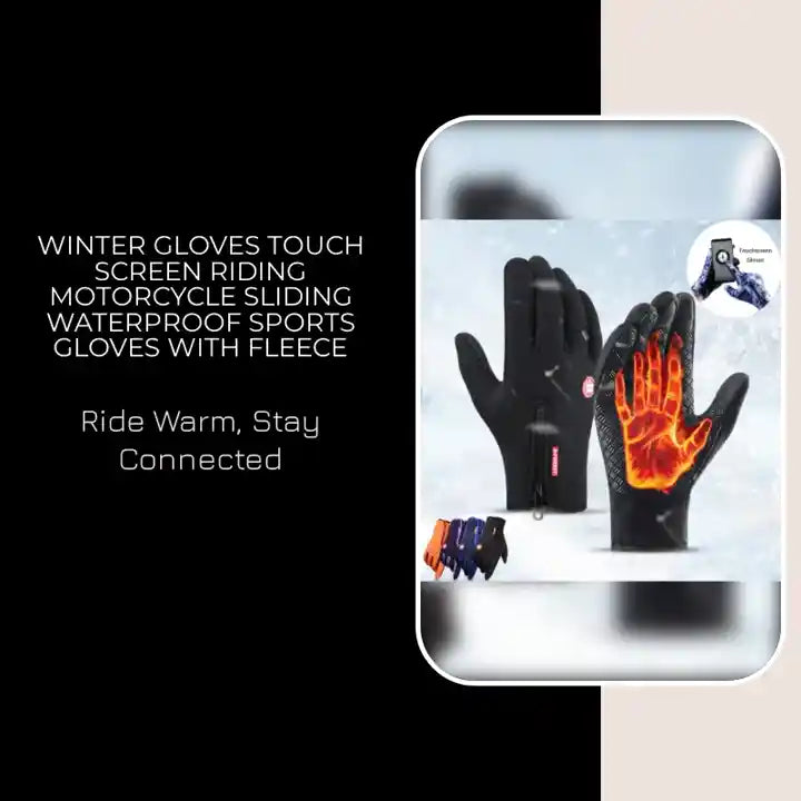 Winter Gloves Touch Screen Riding Motorcycle Sliding Waterproof Sports Gloves With Fleece by@Outfy