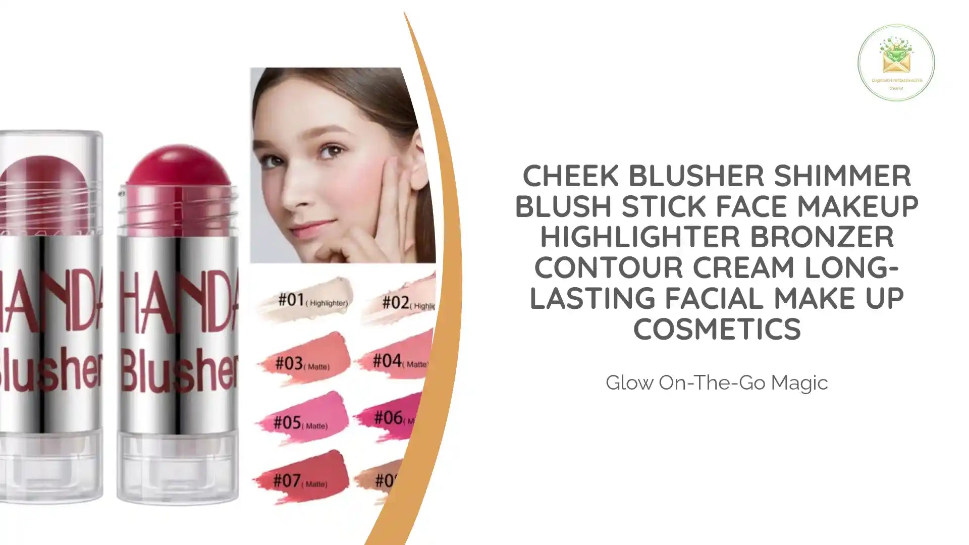 Cheek Blusher Shimmer Blush Stick Face Makeup Highlighter Bronzer Contour Cream Long-lasting Facial Make Up Cosmetics by@Outfy
