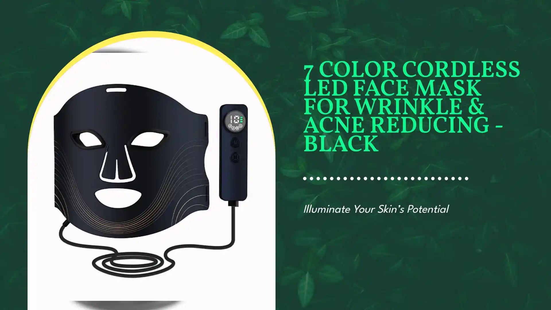 7 Color Cordless LED Face Mask For Wrinkle &amp; Acne Reducing - Black by@Outfy