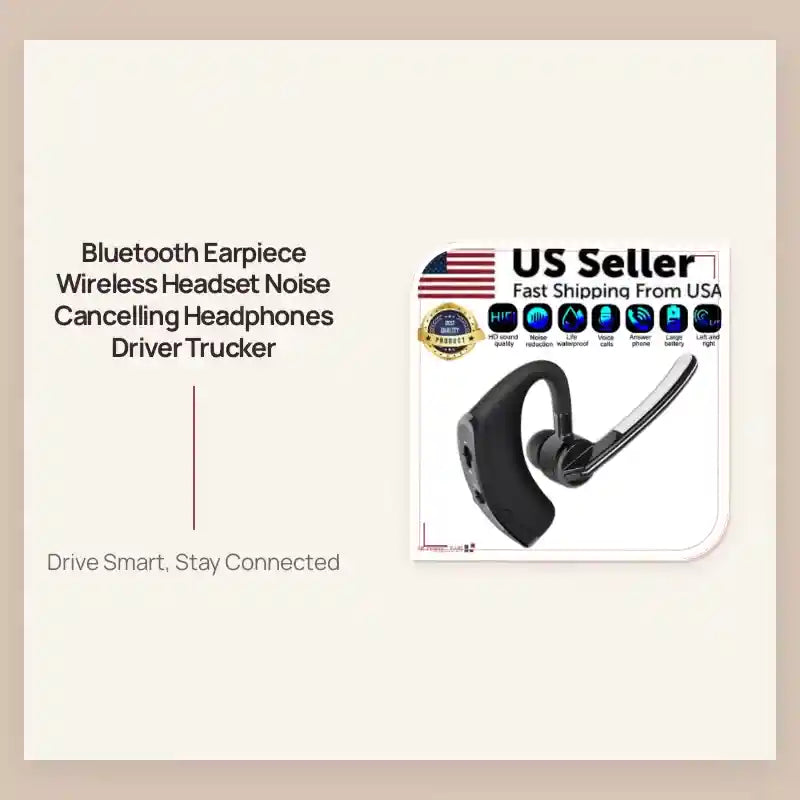 Bluetooth Earpiece Wireless Headset Noise Cancelling Headphones Driver Trucker by@Outfy