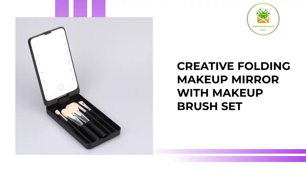 Creative Folding Makeup Mirror With Makeup Brush Set by@Outfy