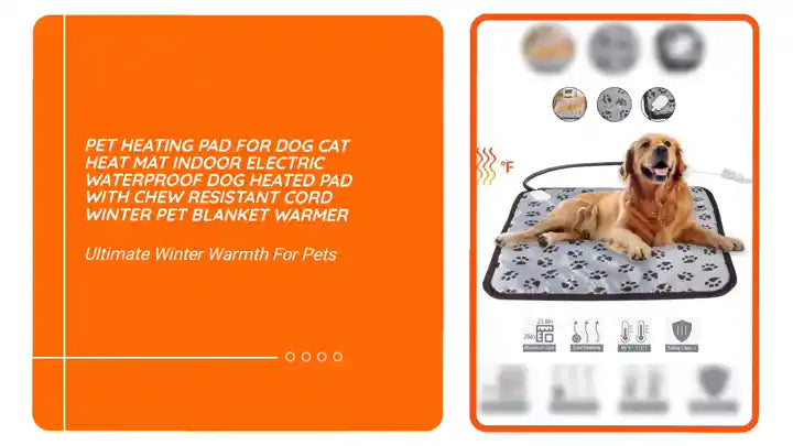 Pet Heating Pad For Dog Cat Heat Mat Indoor Electric Waterproof Dog Heated Pad With Chew Resistant Cord Winter Pet Blanket Warmer by@Outfy