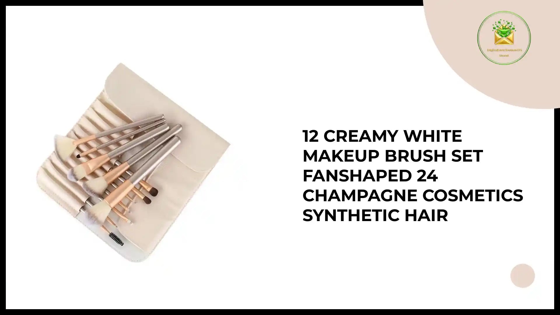 12 Creamy White Makeup Brush Set Fanshaped 24 Champagne Cosmetics Synthetic Hair by@Outfy