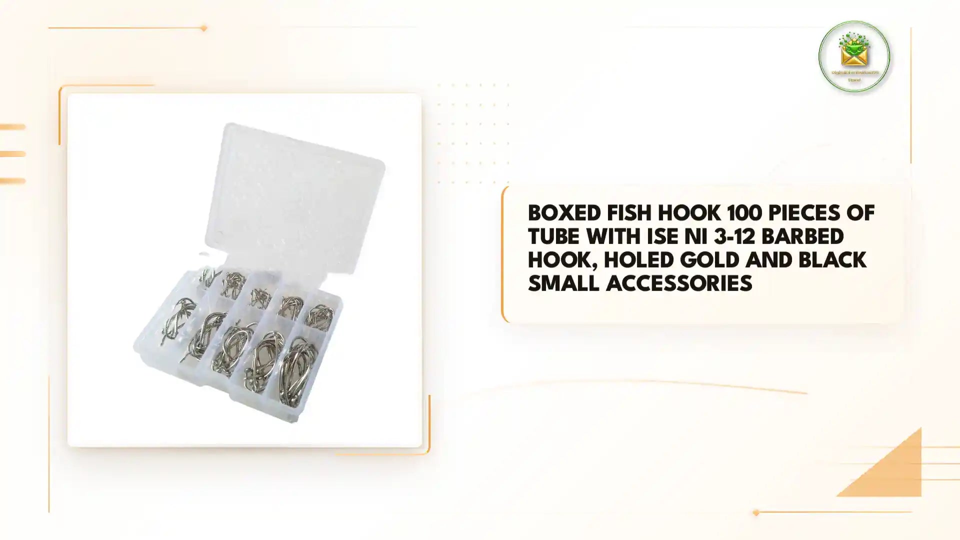 Boxed Fish Hook 100 Pieces Of Tube With Ise Ni 3-12 Barbed Hook, Holed Gold And Black Small Accessories by@Outfy
