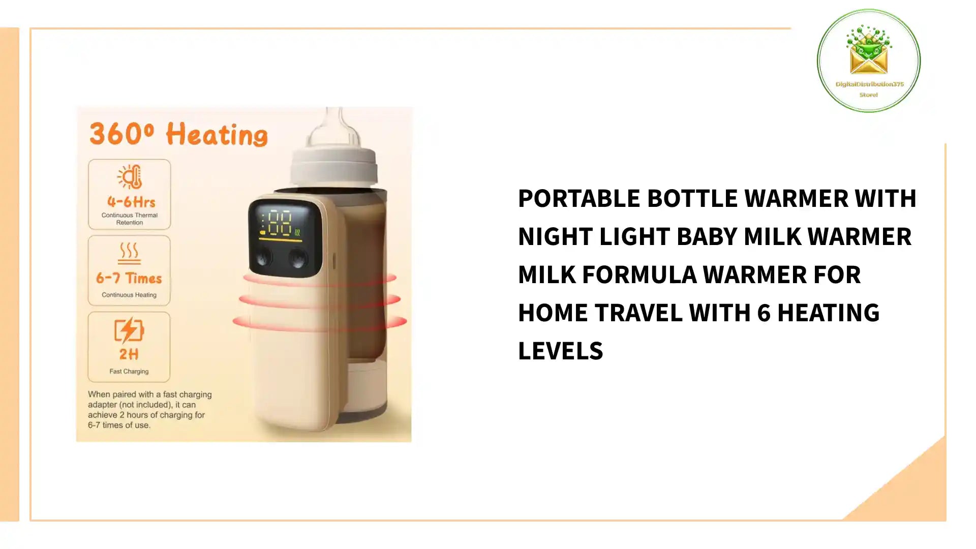 Portable Bottle Warmer With Night Light Baby Milk Warmer Milk Formula Warmer For Home Travel With 6 Heating Levels by@Outfy