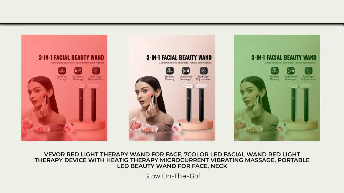 VEVOR Red Light Therapy Wand For Face, 7Color LED Facial Wand Red Light Therapy Device With Heatig Therapy Microcurrent Vibrating Massage, Portable LED Beauty Wand For Face, Neck by@Outfy