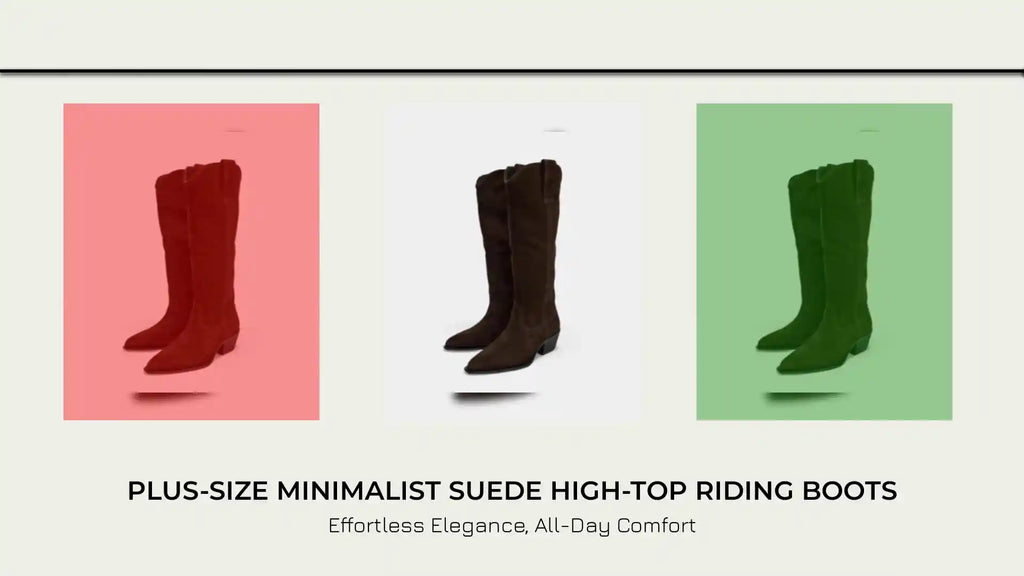 Plus-size Minimalist Suede High-top Riding Boots by@Outfy