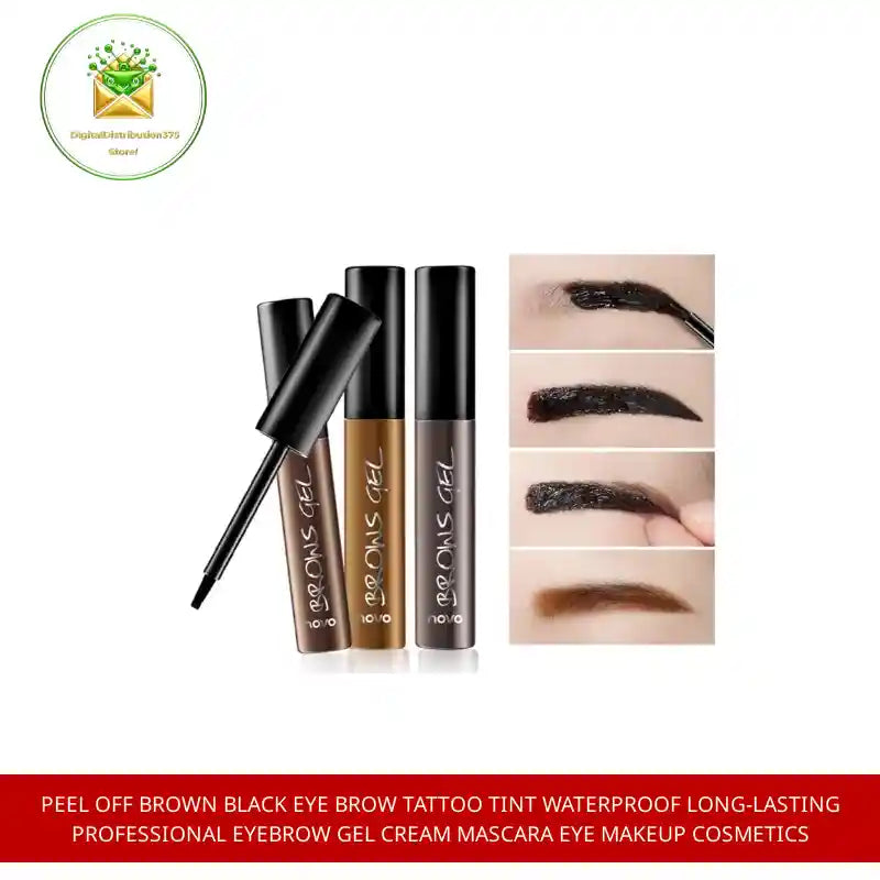 Peel Off Brown Black Eye Brow Tattoo Tint Waterproof Long-lasting Professional Eyebrow Gel Cream Mascara Eye Makeup Cosmetics by@Outfy