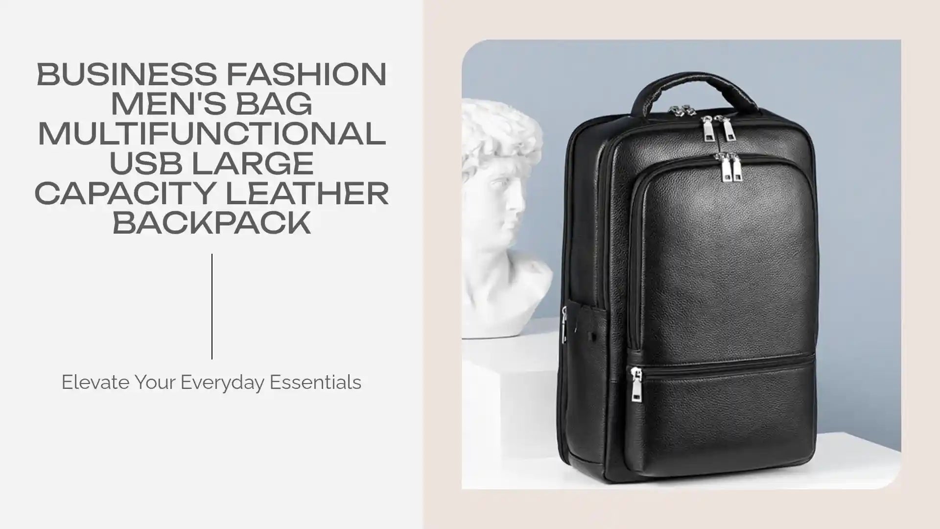 Business Fashion Men's Bag Multifunctional USB Large Capacity Leather Backpack by@Outfy
