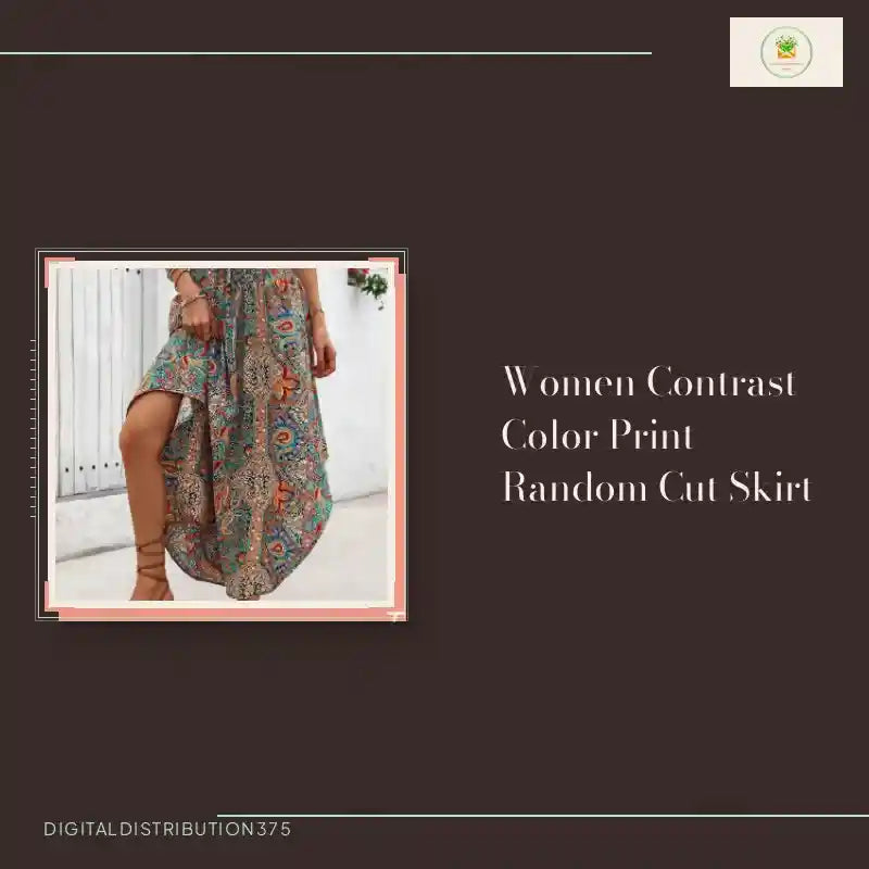 Women Contrast Color Print Random Cut Skirt by@Outfy