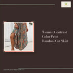 Women Contrast Color Print Random Cut Skirt by@Outfy