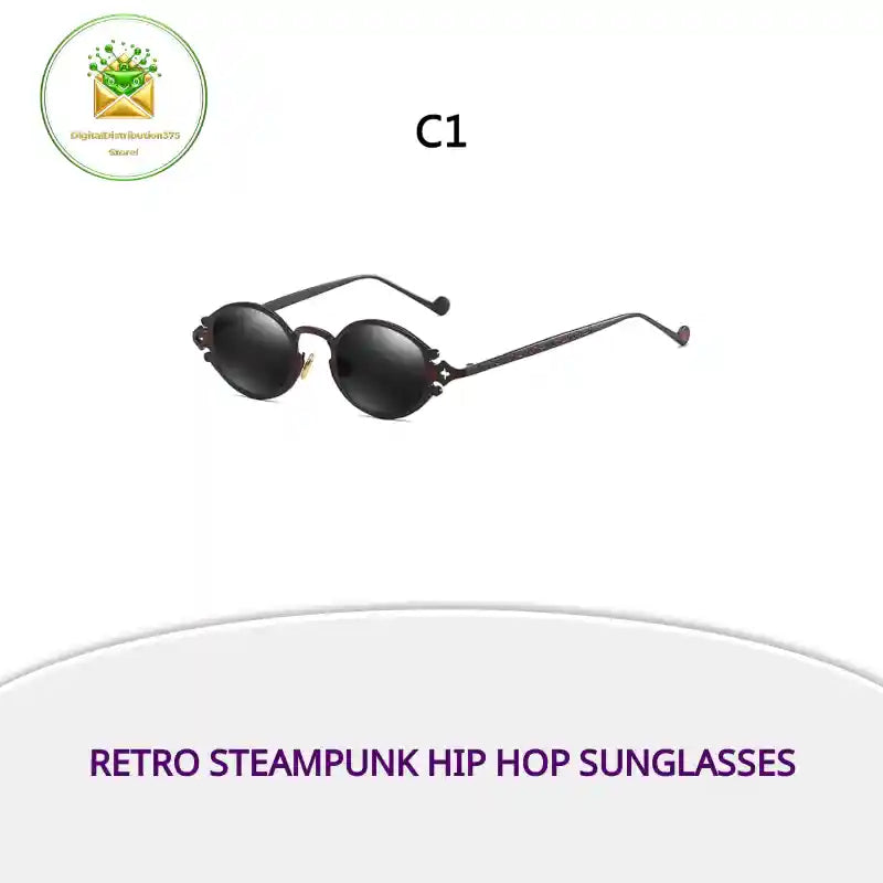Retro steampunk hip hop sunglasses by@Outfy