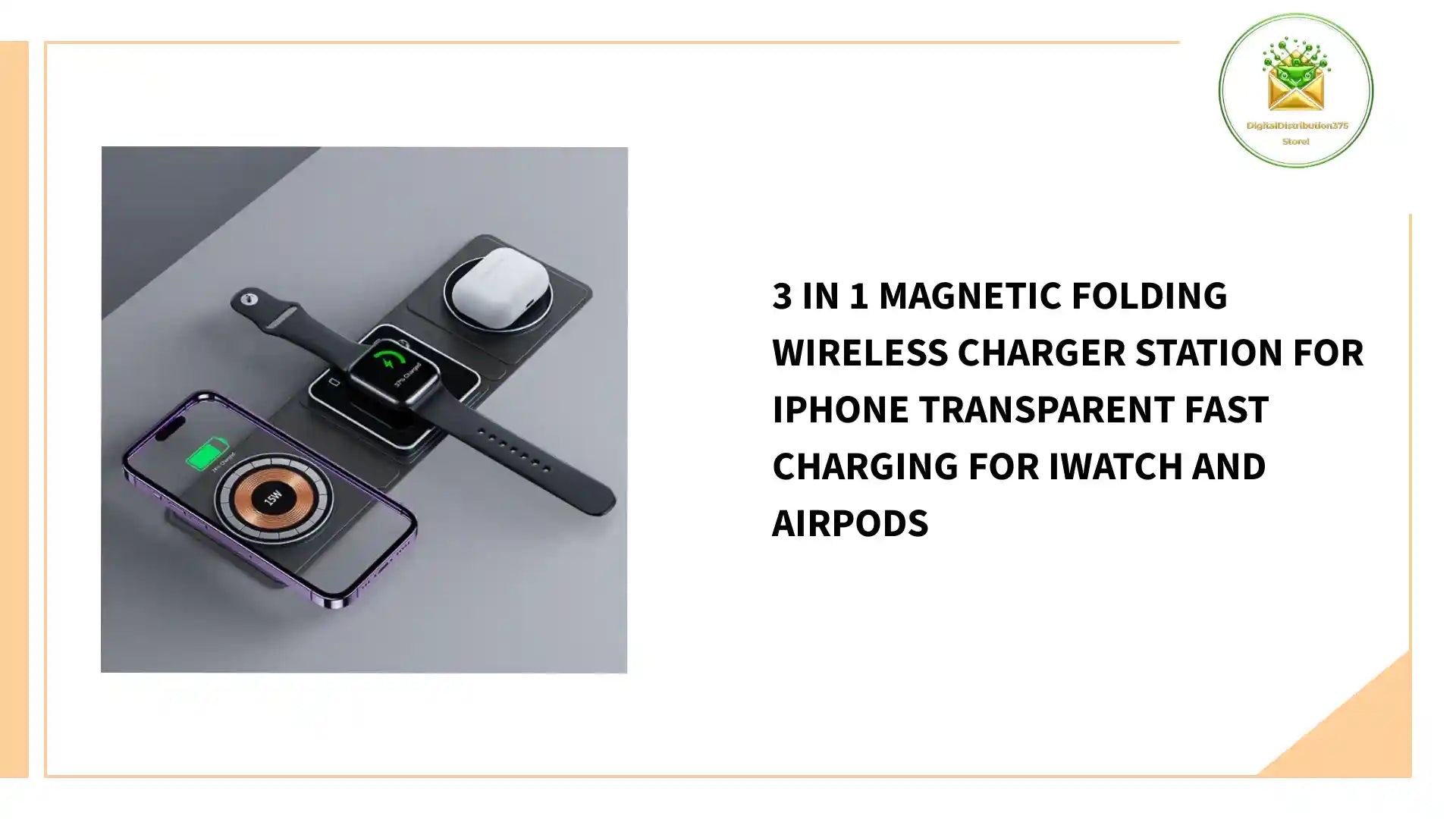 3 IN 1 Magnetic Folding Wireless Charger Station For IPhone Transparent Fast Charging For IWatch And Airpods by@Outfy