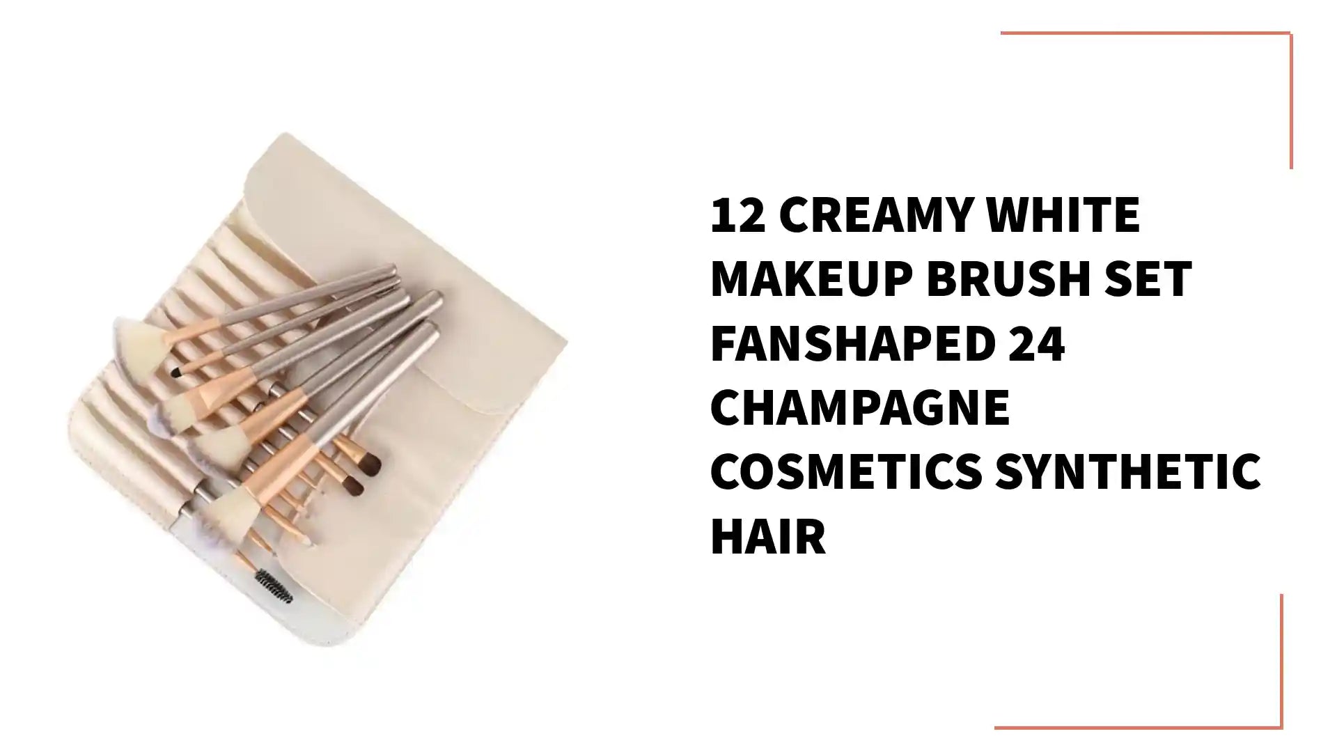 12 Creamy White Makeup Brush Set Fanshaped 24 Champagne Cosmetics Synthetic Hair by@Outfy
