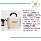 Women'S Pearl Portable Cosmetic Bag, Business Travel Hook Cosmetic Bag, Cosmetic Bag Large Capacity, Toilet Bag With Hook, Suitable For Toiletries, Cosmetics, Brushes And Other Items by@Outfy