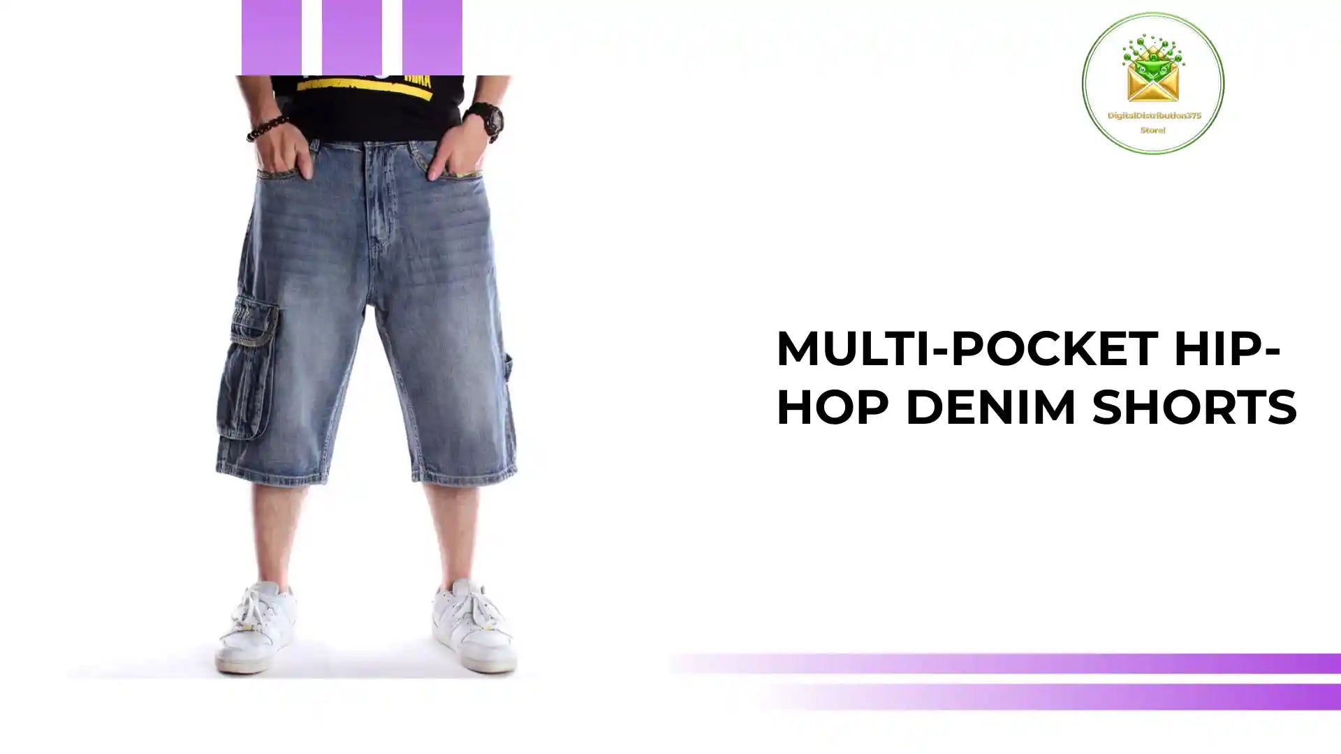 Multi-pocket Hip-hop Denim Shorts by@Outfy
