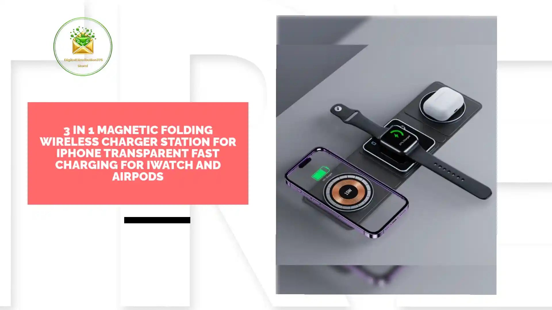 3 IN 1 Magnetic Folding Wireless Charger Station For IPhone Transparent Fast Charging For IWatch And Airpods by@Outfy