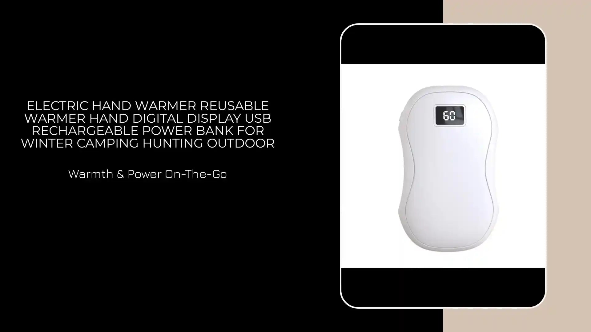 Electric Hand Warmer Reusable Warmer Hand Digital Display USB Rechargeable Power Bank For Winter Camping Hunting Outdoor by@Outfy