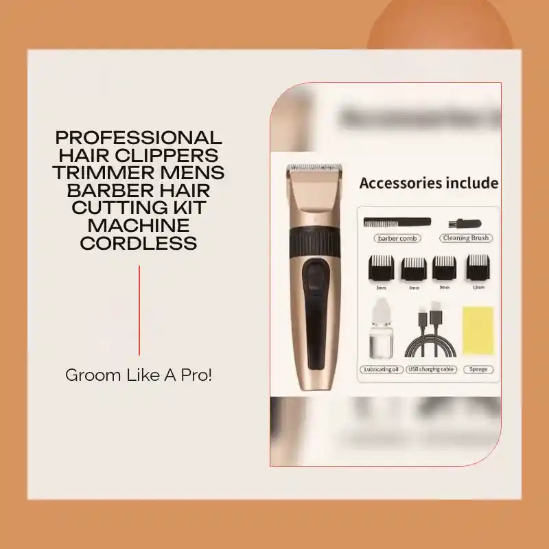 Professional Hair Clippers Trimmer Mens Barber Hair Cutting Kit Machine Cordless by@Outfy