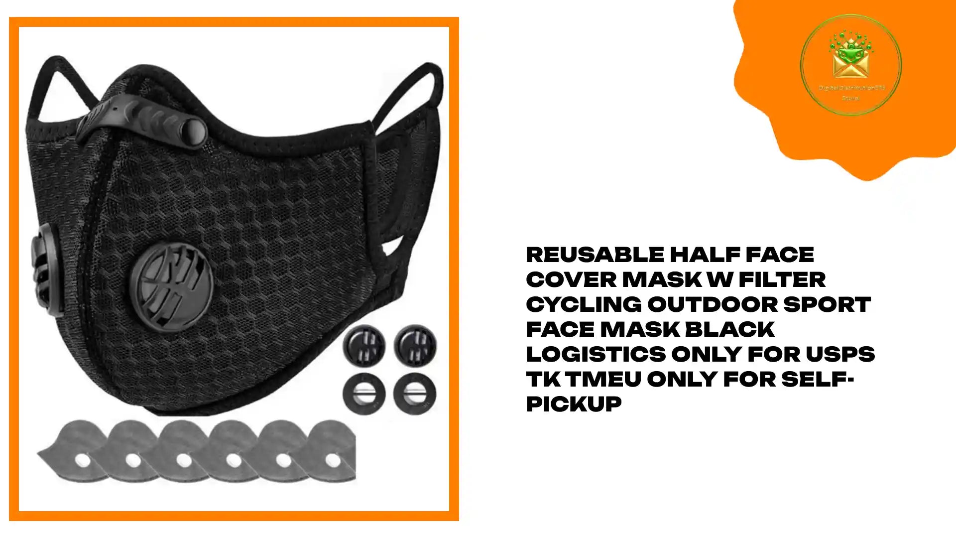 Reusable Half Face Cover Mask W Filter Cycling Outdoor Sport Face Mask Black Logistics Only For USPS TK TMEU Only For Self-pickup by@Outfy