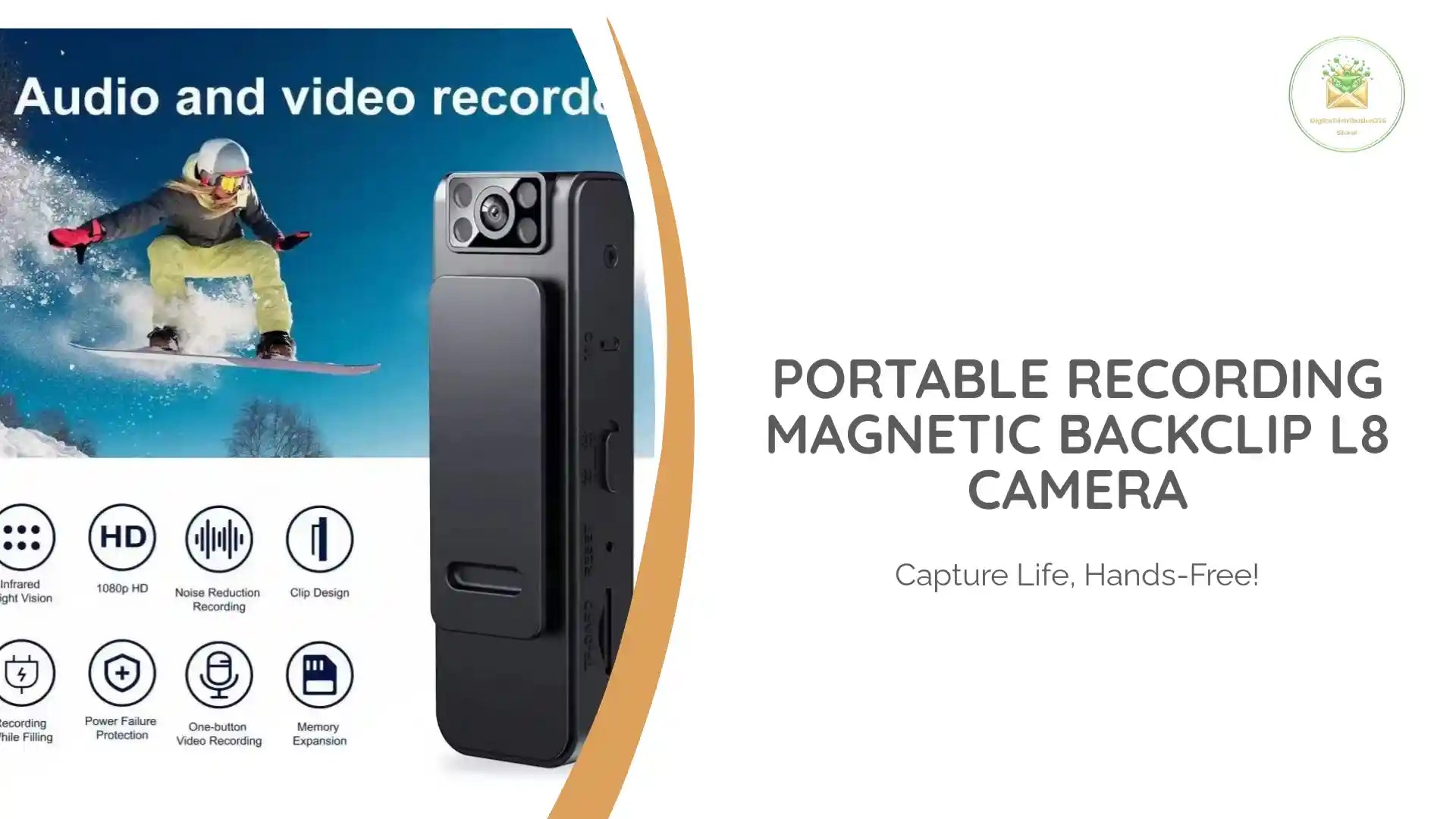 Portable Recording Magnetic Backclip L8 Camera by@Outfy