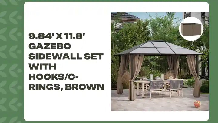 9.84' x 11.8' Gazebo Sidewall Set with Hooks/C-Rings, Brown by@Outfy