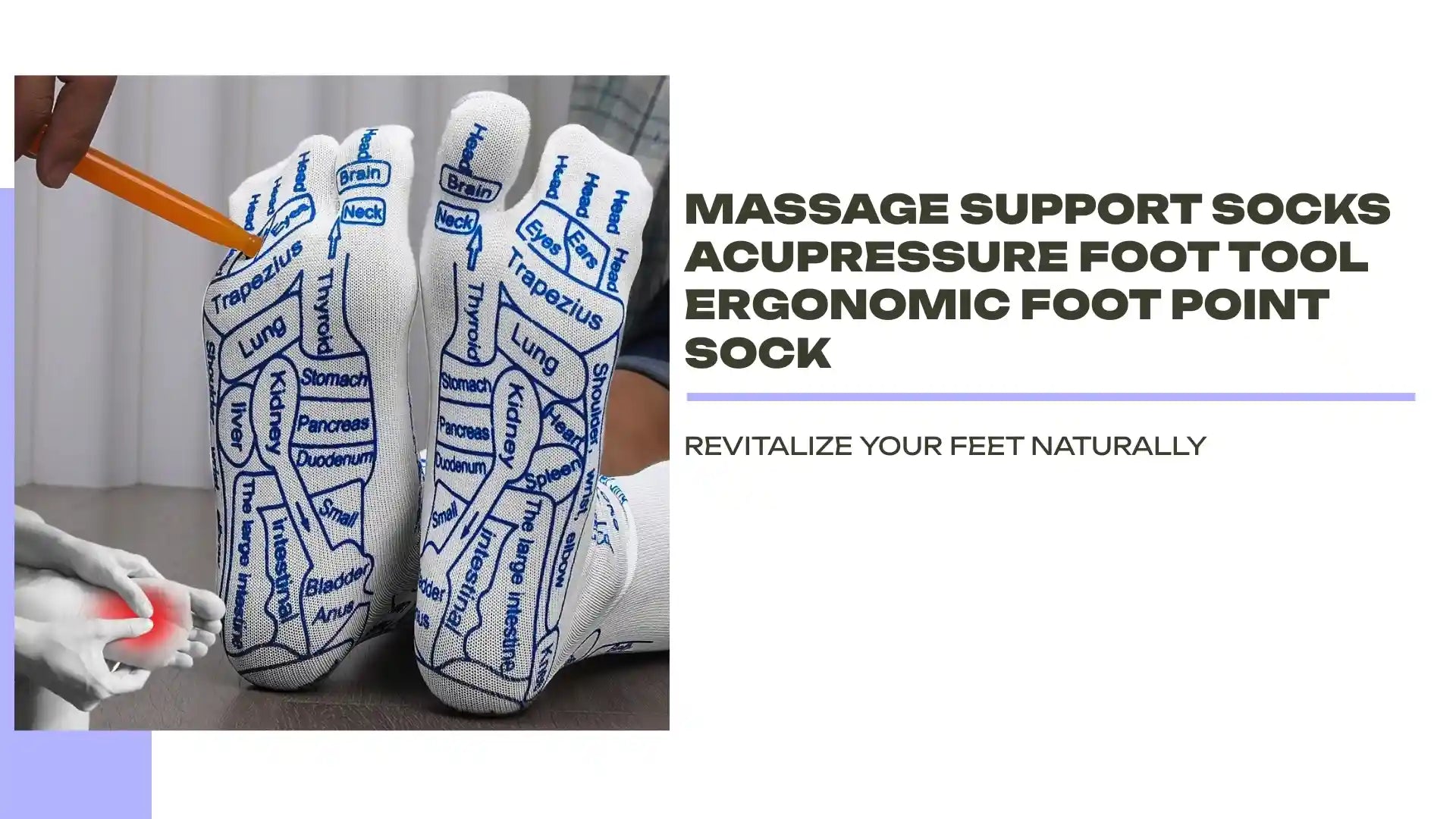 Massage Support Socks Acupressure Foot Tool Ergonomic Foot Point Sock by@Outfy