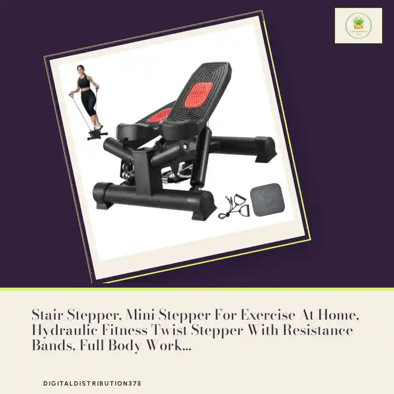 Stair Stepper, Mini Stepper For Exercise At Home, Hydraulic Fitness Twist Stepper With Resistance Bands, Full Body Workout Cardio Equipment, Stair Climber With LCD Monitor, 330LBS Load Capacity by@Outfy