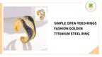 Simple Open-toed Rings Fashion Golden Titanium Steel Ring by@Outfy