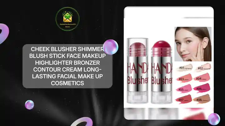 Cheek Blusher Shimmer Blush Stick Face Makeup Highlighter Bronzer Contour Cream Long-lasting Facial Make Up Cosmetics by@Outfy
