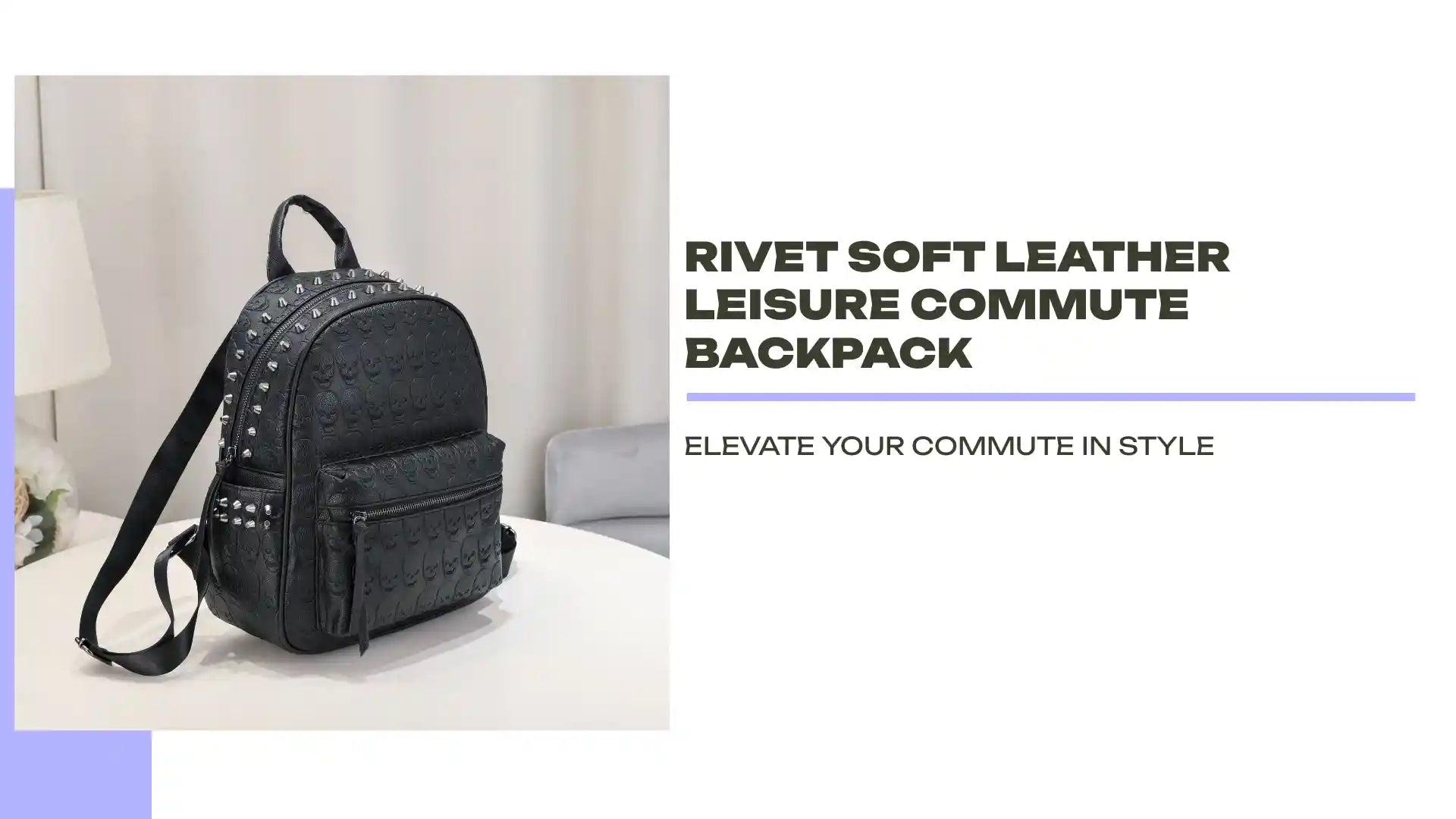 Rivet Soft Leather Leisure Commute Backpack by@Outfy