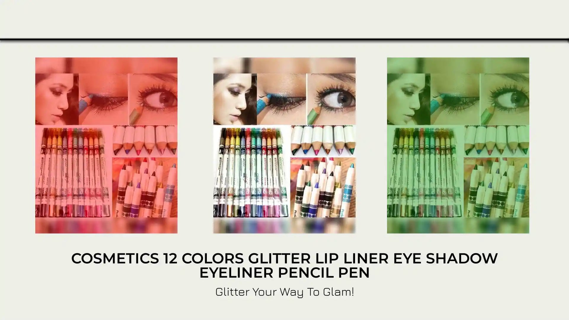Cosmetics 12 Colors Glitter Lip liner Eye Shadow Eyeliner Pencil Pen by@Outfy