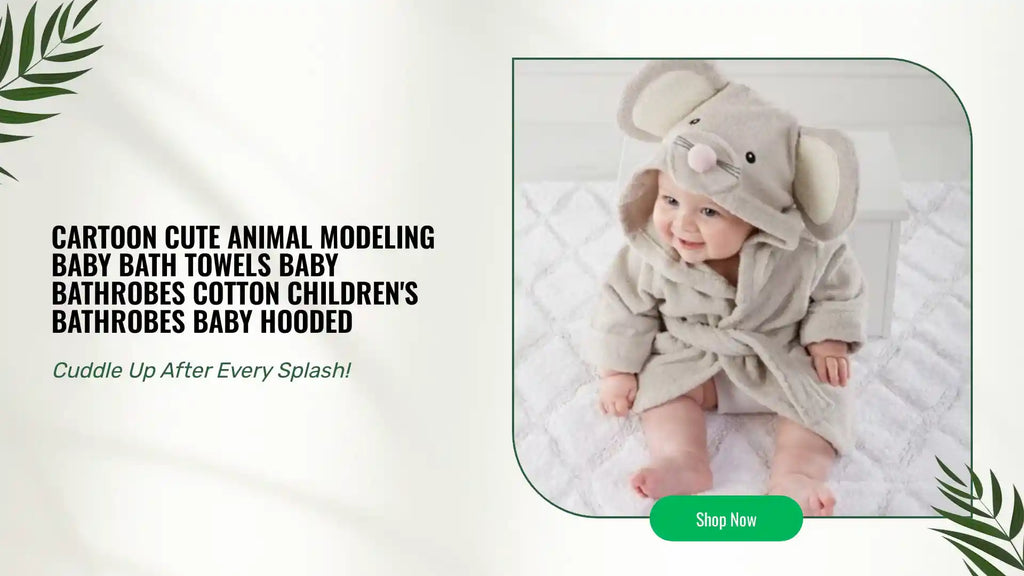 Cartoon Cute Animal Modeling Baby Bath Towels Baby Bathrobes Cotton Children's Bathrobes Baby Hooded by@Outfy