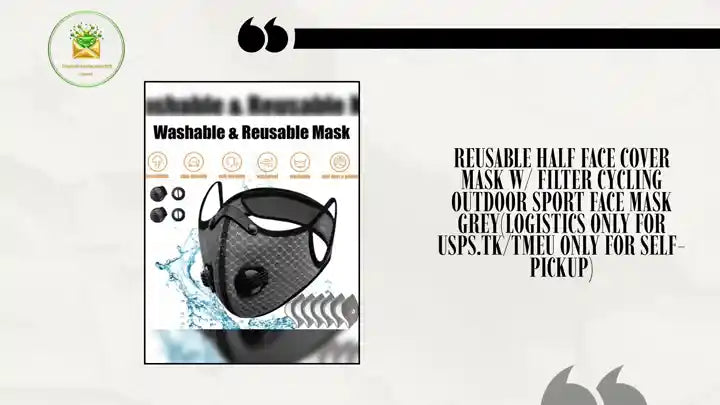 Reusable Half Face Cover Mask W/ Filter Cycling Outdoor Sport Face Mask Grey(Logistics Only For USPS.TK/TMEU Only For Self-pickup) by@Outfy