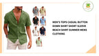 Men's Tops Casual Button Down Shirt Short Sleeve Beach Shirt Summer Mens Clothing by@Outfy