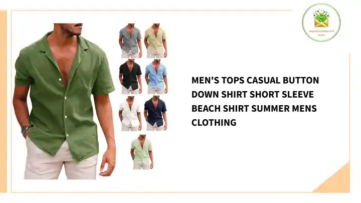 Men's Tops Casual Button Down Shirt Short Sleeve Beach Shirt Summer Mens Clothing by@Outfy