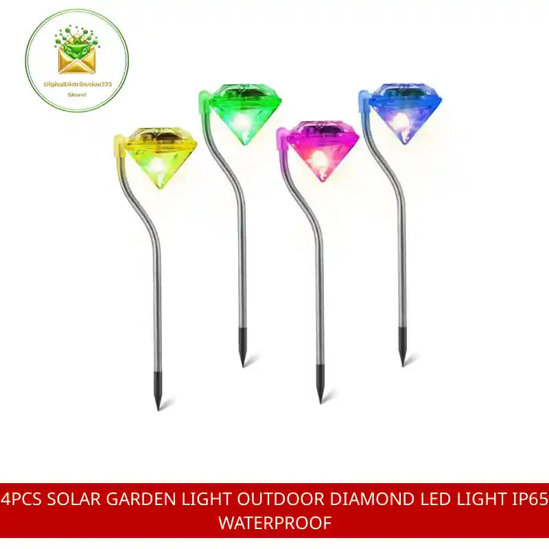 4Pcs Solar Garden Light Outdoor Diamond LED Light IP65 Waterproof by@Outfy